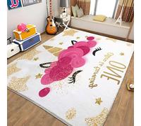Tapis Salon Licorne et Rose de Dessin animé Chambre Moderne Tapis pour Enfant Chambre, Bébé, Fille et Garçon - Moquette pour Chambre et Salon 120 x 170cm