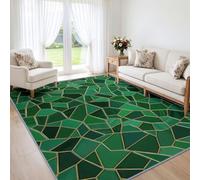 Tapis Salon Luxe Moderne 160 x 230 cm Lavable en Machine Rug | Mosaïque Art Géométrique Marbre Color Block Tapis Antidérapant Vert Émeraude Moquette pour Salle a Manger Descente de Lit