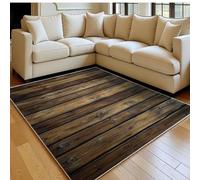 Tapis Salon Moderne 140 x 200 cm Effet Bois rétro Flanelle Brun Doux Poil Court Antidérapant, Grand Tapis Chambre Salon Cuisine Couloir