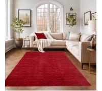SIMPEX Tapis 160x230 cm Rouge, revêtement à Poils Courts, Teinte marquée, Structure Stable pour Salon et Chambre