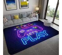 Tapis Salon Moderne Dessin Animé Alphabet Console De Jeu Enfants Garçons Filles Chambre Carpet Anti-Dérapant Noir Violet Gamer Controller Flanelle Porte Tapis Home Runner Rug (Coloré 3,80x120 cm)