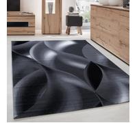 Carpettex Moderne Tapis Salon Tapis Chambre Noir-4 80 x 150 cm - Tapis à Poils Courts, a Poil Ras, Conception de Vagues abstraites Doux et Moelleux - Tapis Cuisine Moquette Salle de Sejour