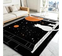 Tapis Salon Paillasson Rectangular, Anti Slip Soft Cosy Tapis en Animaux Chat Souris Vue Nocturne Imprimé, Chambre Poil ras Carpette Idéal pour Enfants 160 x 230 cm Animaux de compagnie rêveurs
