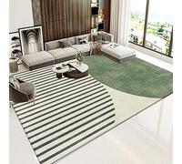 Tapis Salon Rayures Beige Vert Tapis Chambre Antidérapant Soft Tapis de Salon Tapis de Chambre Filles Enfants Couloir Décor Tapis de Sol Lavable Tapis(100x140cm)