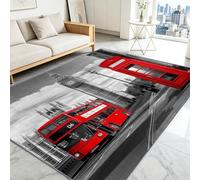 Tapis Salon Résistante à la tache London Big Ben Bus rouge à impériale, Tapis de décoration Chambre Moquette Classique Doux Antidérapant pour Chambre d'enfant Bureau à domicile, 160 x 230 cm