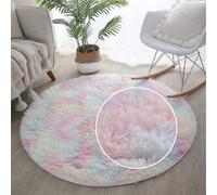 Tapis Salon Rond Shaggy Moderne - Ø120 cm - Gris