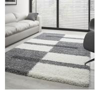 Tapis Salon Shaggy - Hugo - Gris Clair - 200 x 290 cm - 100% Polypropylène - CARPETTEX