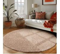 Tapis Salon Shaggy - Mylan - Beige - 200 cm Rond - 100% Polypropylène - CARPETTEX