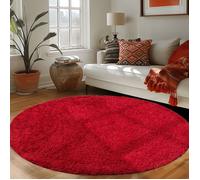 Tapis Salon Shaggy - Mylan - Rouge - 200 cm Rond - 100% Polypropylène - CARPETTEX