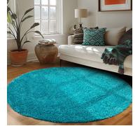 Tapis Salon Shaggy - Mylan - Turquoise - 200 cm Rond - 100% Polypropylène - CARPETTEX