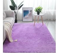 Tapis Salon Shaggy Violet 120x160cm Moelleux Doux Antidérapant Rectangulaire Moderne Tapis de Sol Décoration