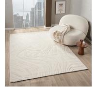 Tapis salon - VIMODA - Thème vagues 3D - Crème - 200 x 290 cm - Style Berbère