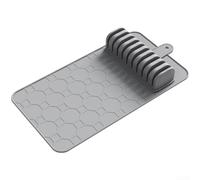 Tapis Séchage Vaisselle Silicone avec Trou pour suspension Tapis(grey) | Silicone souple, protège plans de travail, antidérapant, taille 41x21cm, gris noir