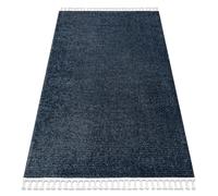 Tapis SEVILLA PC00B rayures bleu Franges berbère marocain shaggy 80x150 cm