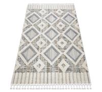 Tapis SEVILLA Y523C diamants gris / jaune Franges berbère marocain shaggy 80x150 cm