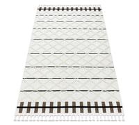 Tapis SEVILLA Y611A treillis diamants marron / blanc Franges berbère marocain shaggy 120x170 cm