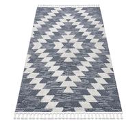 Tapis SEVILLA Z250A diamants bleu / gris Franges berbère marocain shaggy 160x220 cm