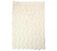 Tapis shaggy 120x170 rectangle fait main crème en laine motif uni FLOKATA