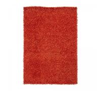 Tapis shaggy 140x200 rectangle fait main rouge et orange motif uni STAROD
