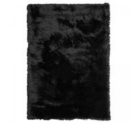 Tapis shaggy 160x230 rectangle fait main noir motif uni SG FIN