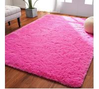 Tapis shaggy 60x90 cm rose vif, peluche douce, chambre enfant/salon/dortoir/déco Noël Label