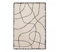 Tapis shaggy 80x150 rectangle tissé beige et noir motif berbère CROMA 10