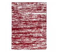 Tapis shaggy 80x300 rectangle tissé rouge et blanc motif faux uni EMBER