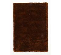 Tapis shaggy 90x160 rectangle fait main marron motif uni PRESTIGE