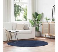 Tapis shaggy à poils longs NAVARRA bleu marine 120x120 cm