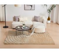 Tapis shaggy à poils longs en relief - 160 x 230 cm - Beige foncé - MERISA