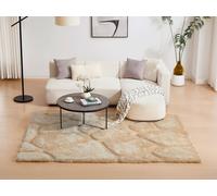 Tapis shaggy à poils longs en relief - 200 x 290 cm - Beige foncé - PIETRA