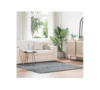 vidaXL Tapis Shaggy Navarra – Poils longs, Polyester – Gris clair 160x160 cm