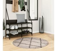 vidaXL Tapis Shaggy Moderne à poils longs Beige et Anthracite Ø 100 cm