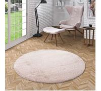 Tapis Shaggy à poils longs rond - Rose - 120 cm - PERGAMON - Aloha