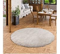 Tapis Shaggy à poils longs ronde - PERGAMON - Luxury - Beige - Synthétique