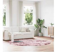 Tapis Shaggy à poils longs - vidaxl - NAVARRA - Rose poudré - 240x240 cm - Ronde - Hauteur des poils 3,5 cm