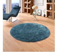 Tapis Shaggy - PERGAMON - Ocean Bleu - 120x120 cm - Rond - Intérieur - Synthétique
