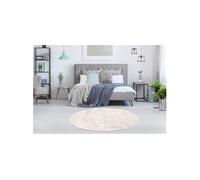 Tapis Shaggy Rond Fait Main "Diamond" Rose 120 cm