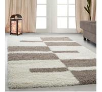 Tapis Shaggy Salon - BRIGITTE - Beige - 240 x 340 cm - 100% Polypropylène - SIMPEX