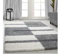 Tapis Shaggy Salon - BRIGITTE - Gris Clair - 120 x 170 cm - 100% Polypropylène - SIMPEX
