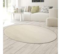 Tapis Shaggy salon de tapis moquette Flokati en crème, 140x200 cm Oval | Moelleux, doux et lavable jusqu'à 30 °C, facile d'entretien, antidérapant, robuste, adapté aux robots aspirateurs