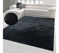 Tapis Shaggy salon de tapis moquette Flokati en noir, 140 x 200 cm