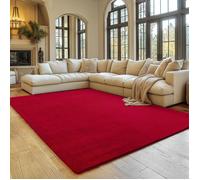 SIMPEX Tapis Rouge 140x200 cm Tapis à Poils Courts Lavable, Antidérapant et Doux, Design Monochrome Moderne pour Salon, Chambre, Cuisine et Chambre d'enfant