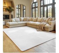 Tapis SIMPEX 200x280 cm Poils Courts Lavable, Doucement Antidérapant et Design Moderne pour Salon, Chambre Blanc