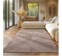 Tapis SIMPEX boho avec design géométrique, Beige 140x200 cm, lavable avec effet 3D pour salon et chambre à coucher