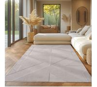 Tapis SIMPEX boho avec design géométrique, crème uni 160x230 cm, lavable avec effet 3D pour salon et chambre à coucher