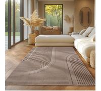 Tapis SIMPEX boho scandinave uni Beige 120x170 cm, Tapis décoratif doux et lavable avec effet 3D, salon et la chambre à coucher