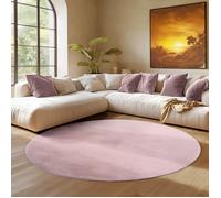 Tapis SIMPEX Rond 120 cm Poils Courts Lavable, Doucement Antidérapant et Design Moderne pour Salon, Chambre Rose