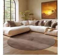 Tapis SIMPEX Rond 200 cm Poils Courts Lavable, Doucement Antidérapant et Design Moderne pour Salon, Chambre Marron