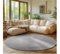 SIMPEX Tapis Rond Argent 200 cm Tapis à Poils Courts Lavable, Rond, Antidérapant et Doux, Design Monochrome Moderne pour Salon, Chambre, Cuisine et Chambre d'enfant